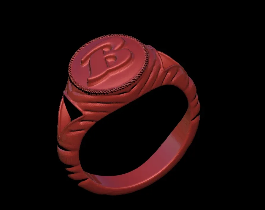 B Alphabet Signet Ring 3d Model