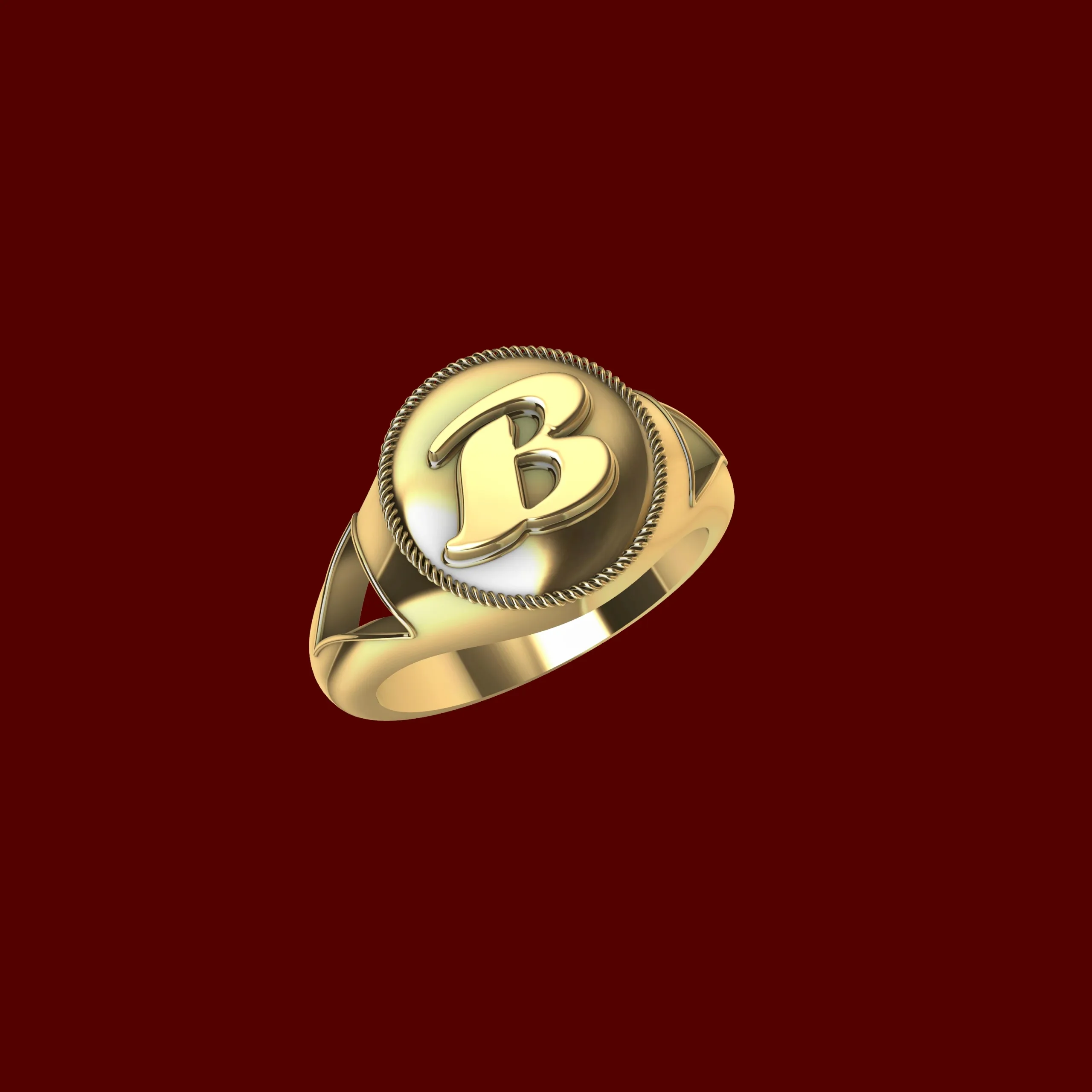 B Alphabet Signet Ring 3d Model