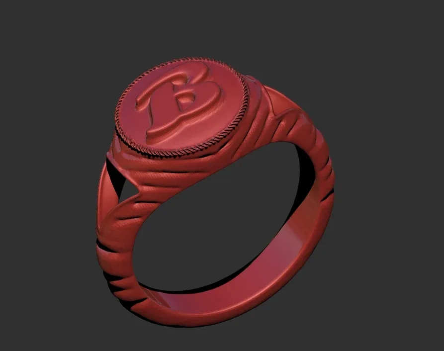 B Alphabet Signet Ring 3d Model