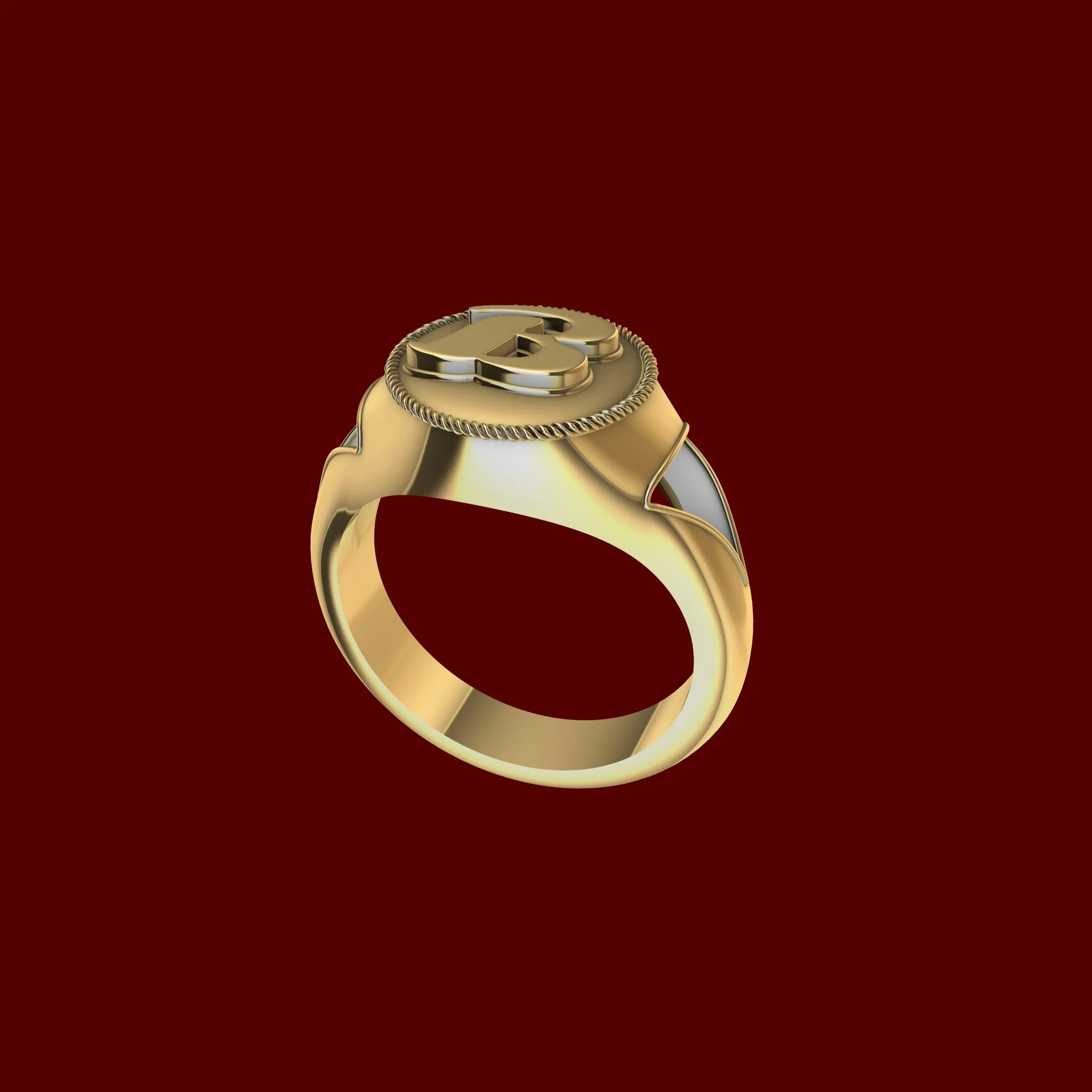 B Alphabet Signet Ring 3d Model