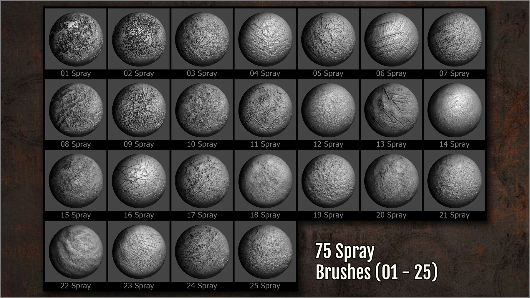 Rust Bumps and Roughness Maker 300 ZBrush brushes and 75 alphas