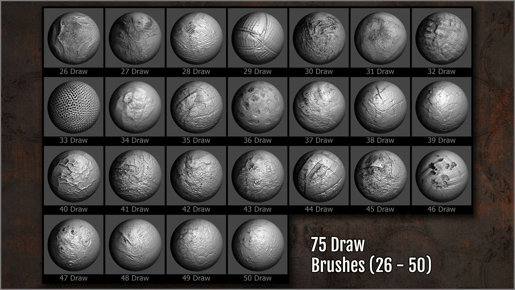 Rust Bumps and Roughness Maker 300 ZBrush brushes and 75 alphas