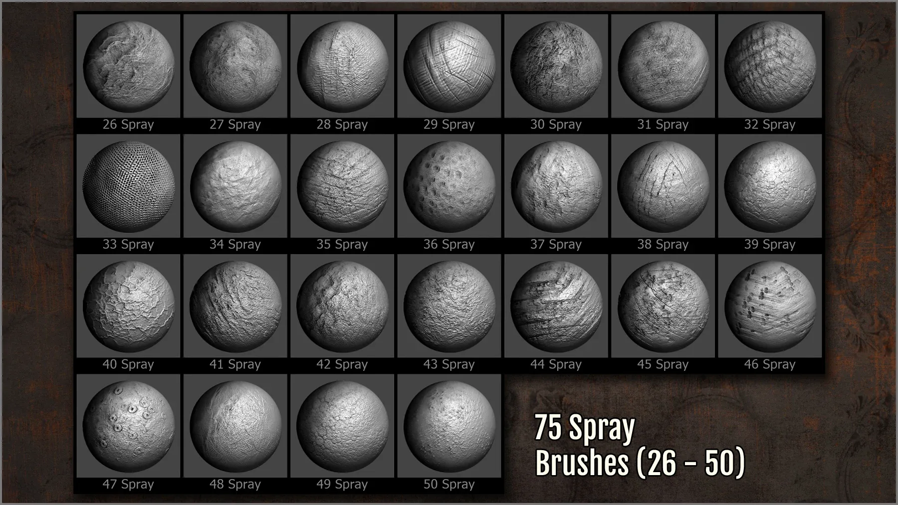 Rust Bumps and Roughness Maker 300 ZBrush brushes and 75 alphas