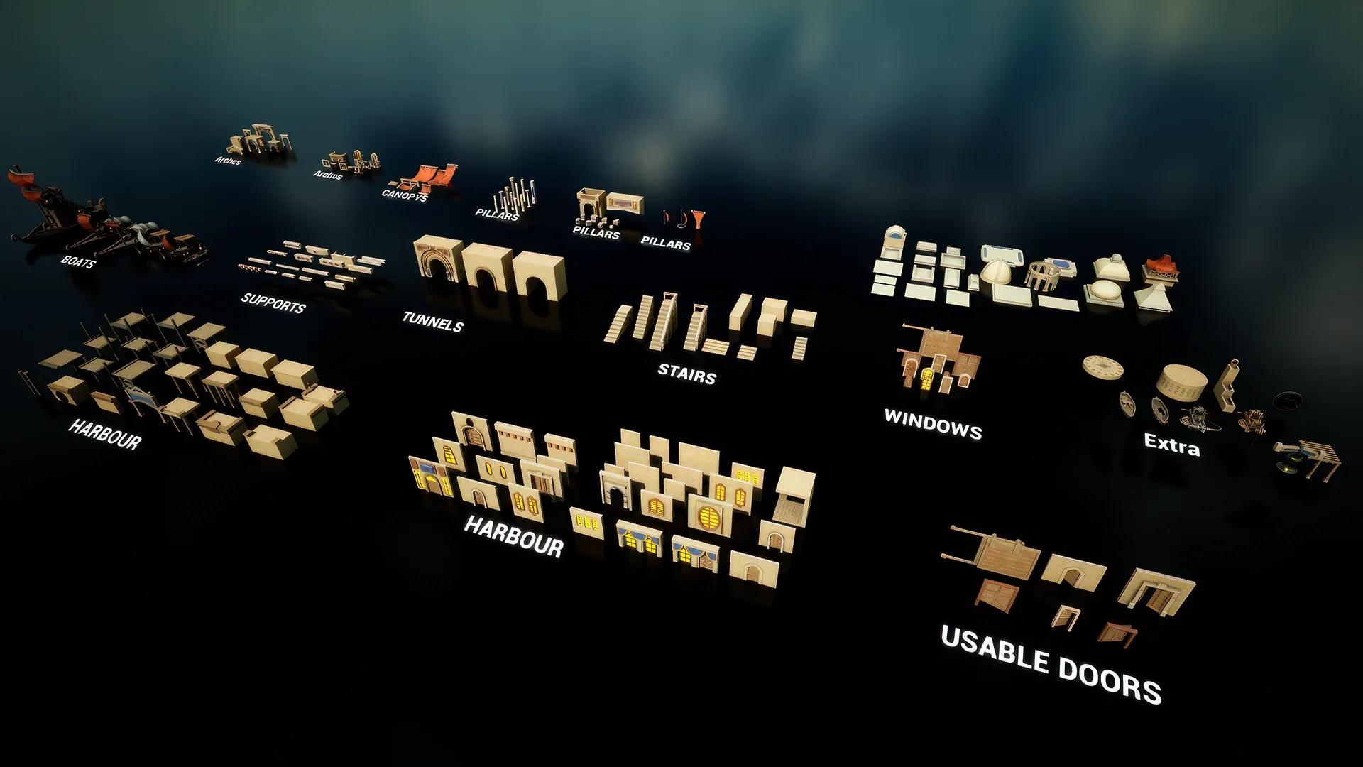 Egypt Themed Stylized 3D Modular Pack | City Pack | 3D Tudor