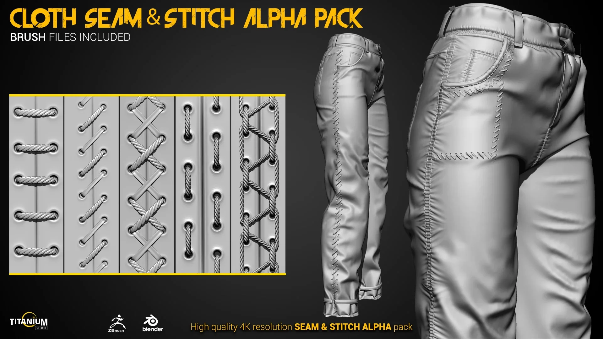Seam & Stitch Brush + Alpha 4K Pack