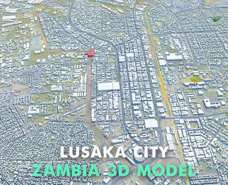 Lusaka city Zambia 3d model 40km