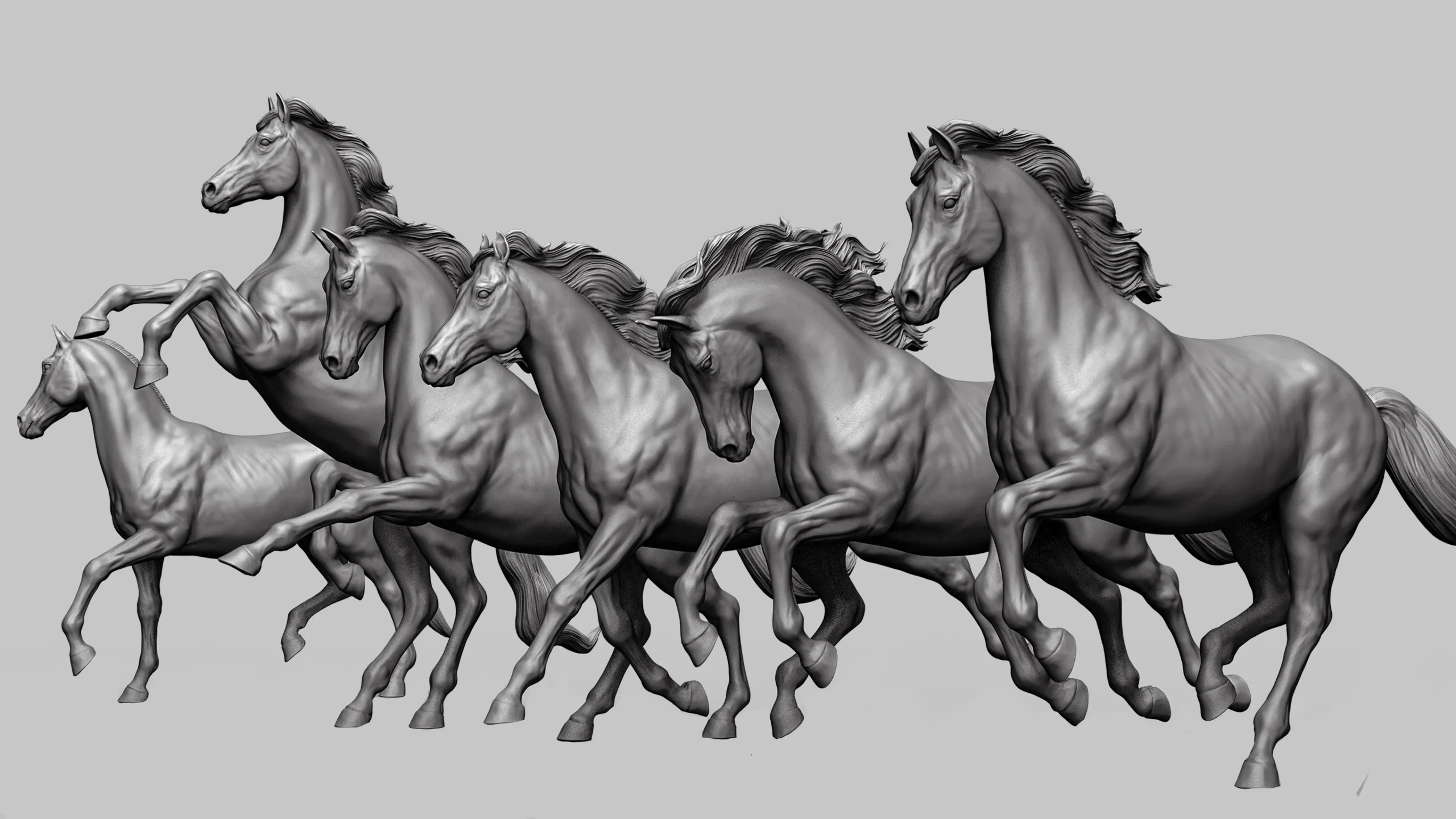 11 horse poses - 3D Models