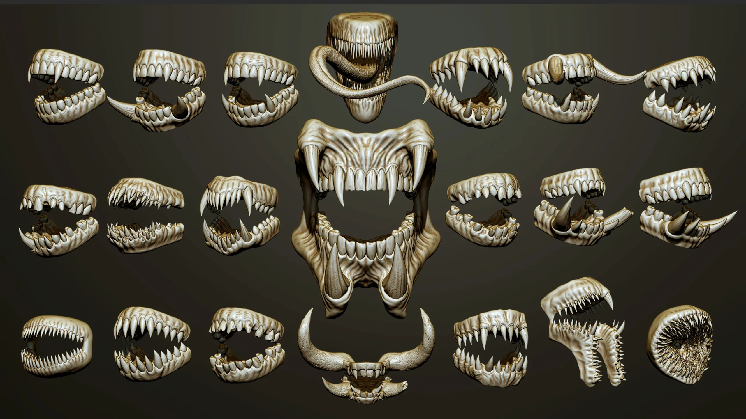 21 Creature + Monster Teeth - Open+Closed OBJs