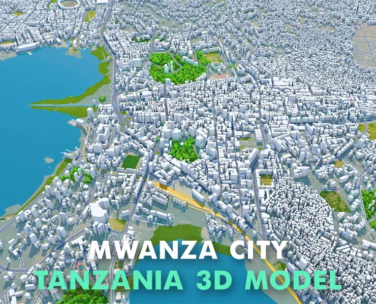 Mwanza city Tanzania 3d model 25km