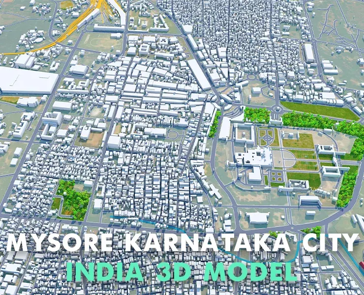 Mysore city Karnataka India 3d model 25km