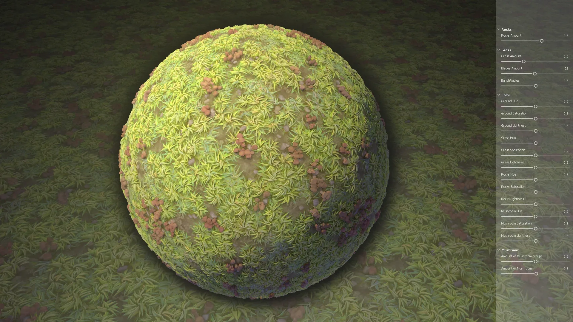 Grass Mushroom Stylized Procedural Material