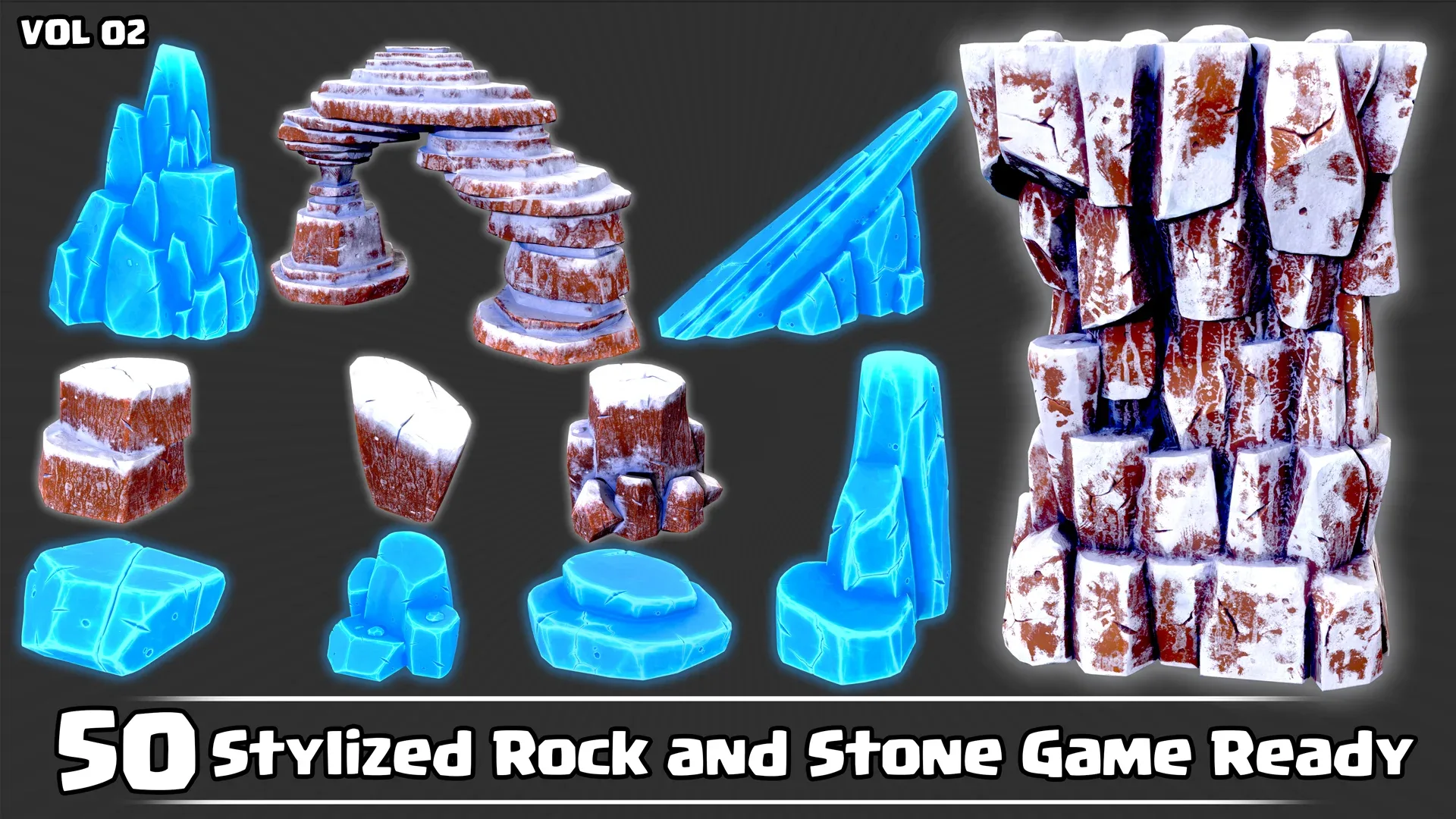 50 Stylized Rock & Stone VOL02