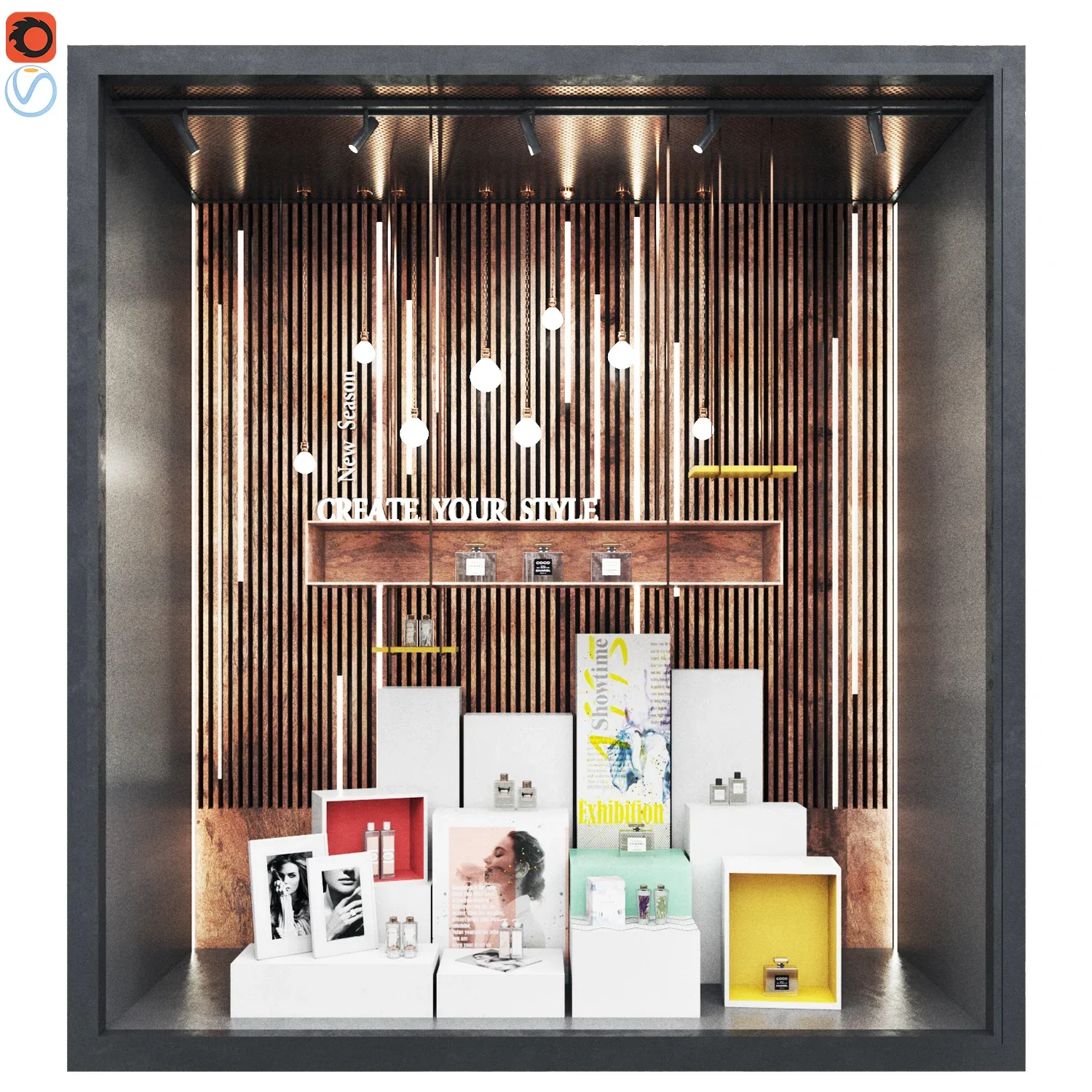 Showcase04-Vitrin mall store window boutique boxe decor