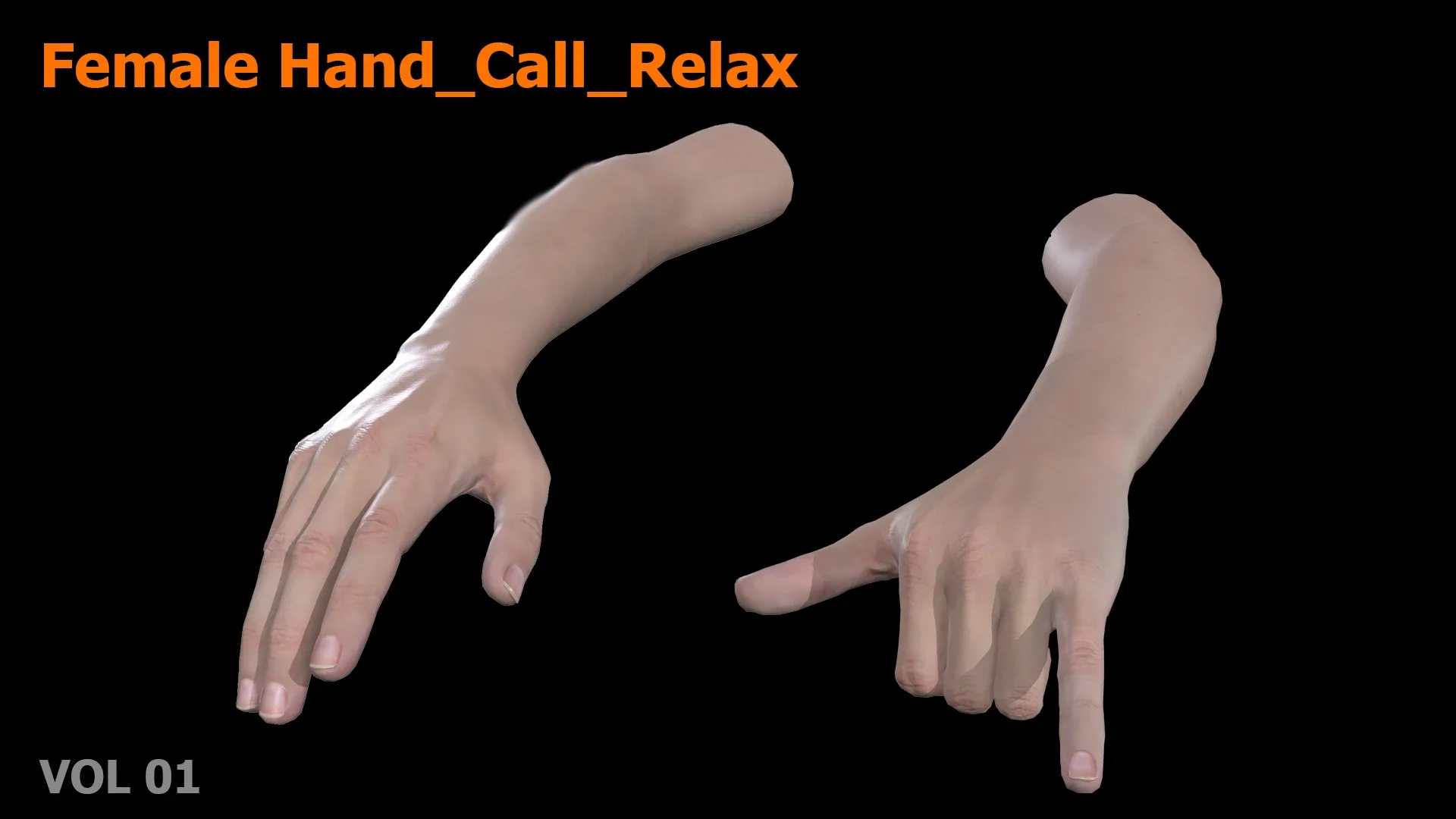 Female Hand Relax Call 3D model Low-poly 3D model
