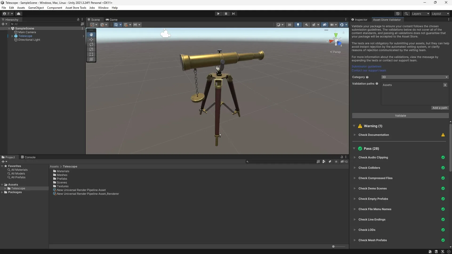 🔭 Cosmic Journey: Ancient Telescope 3D Model For Game Devs