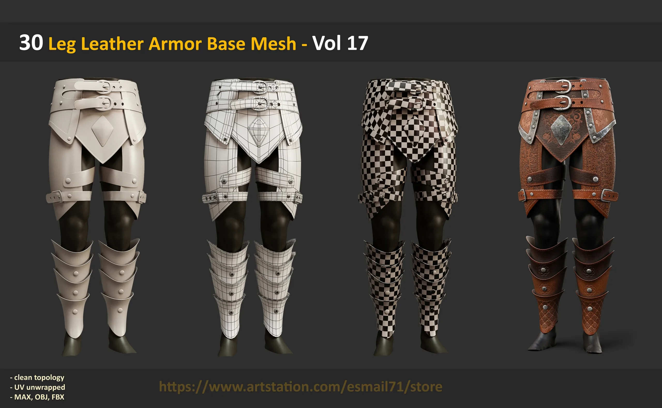 30 Leg Leather Armor Base Mesh - Vol 17