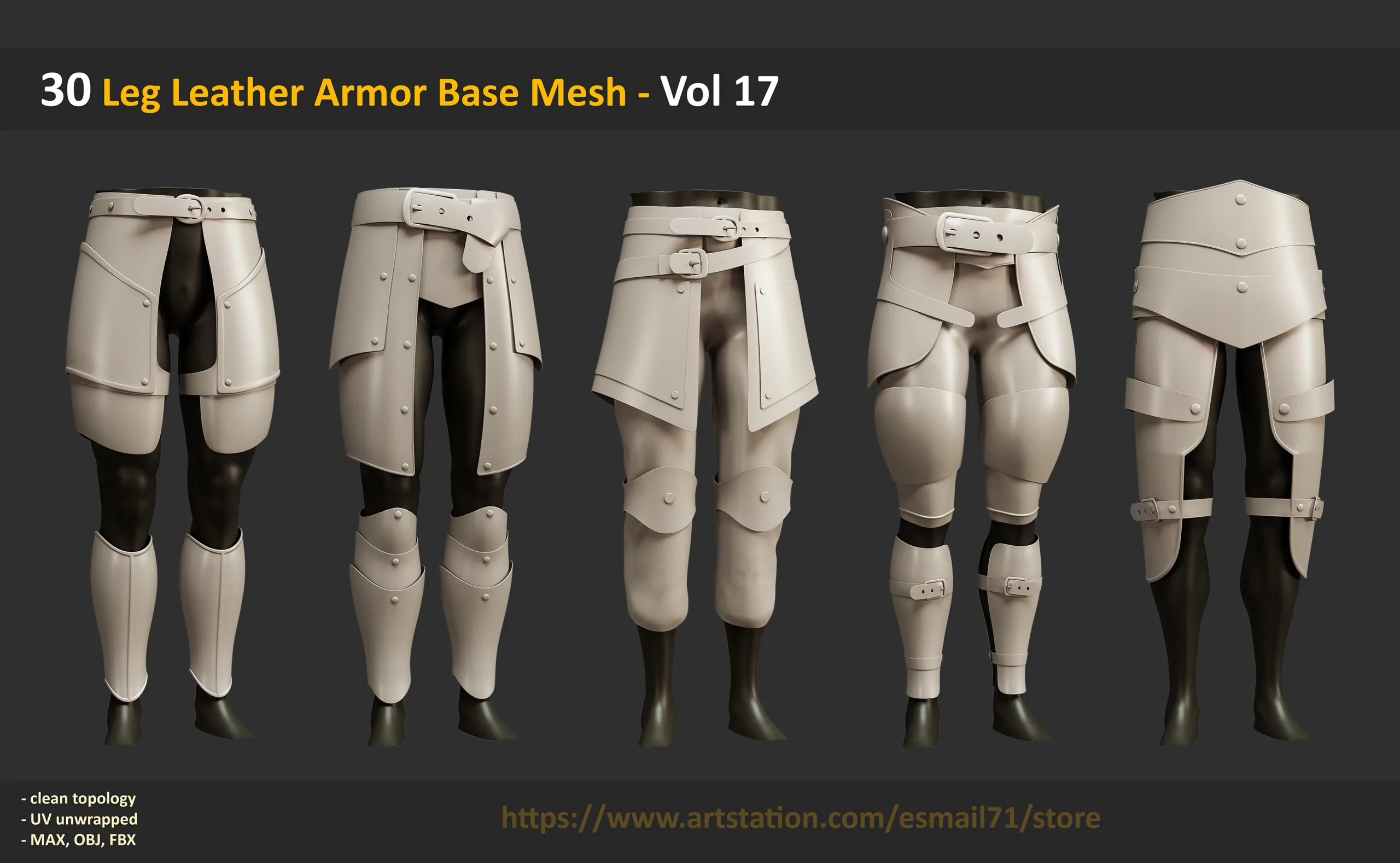 30 Leg Leather Armor Base Mesh - Vol 17