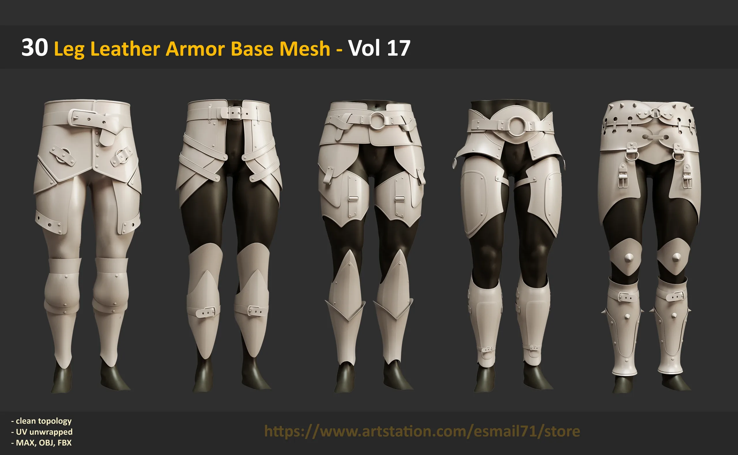 30 Leg Leather Armor Base Mesh - Vol 17