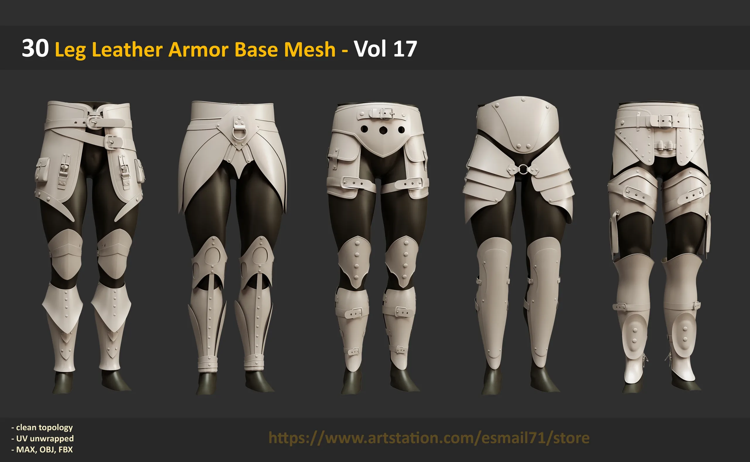 30 Leg Leather Armor Base Mesh - Vol 17