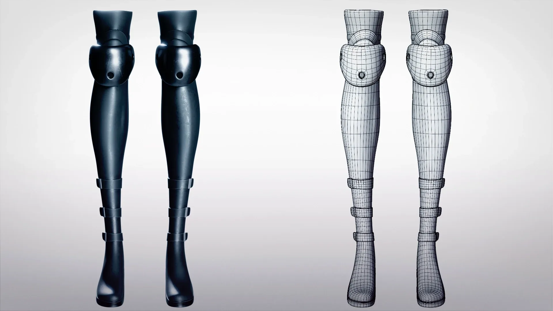 Armor boots for female character Low-poly 3D model