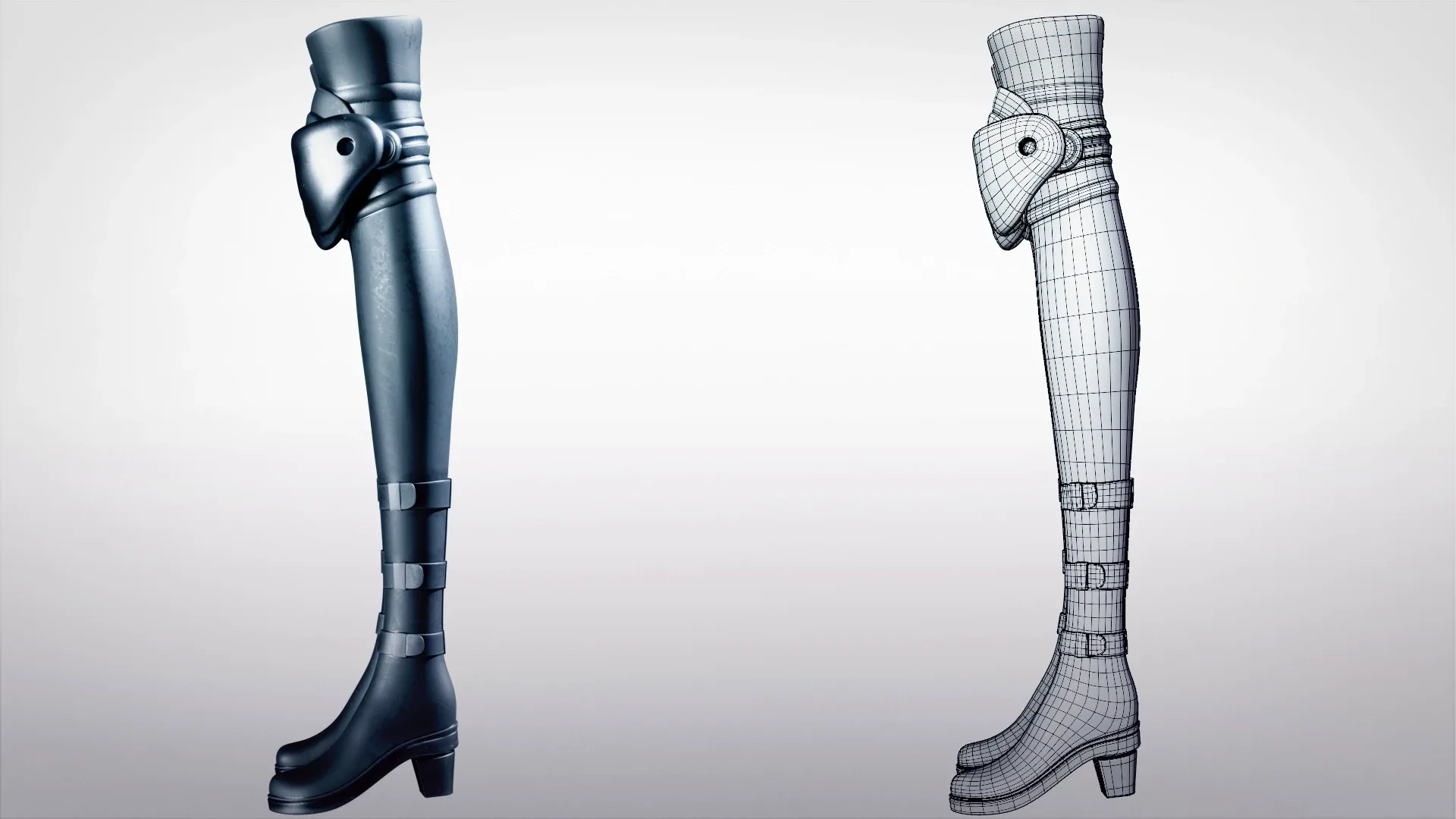 Armor boots for female character Low-poly 3D model