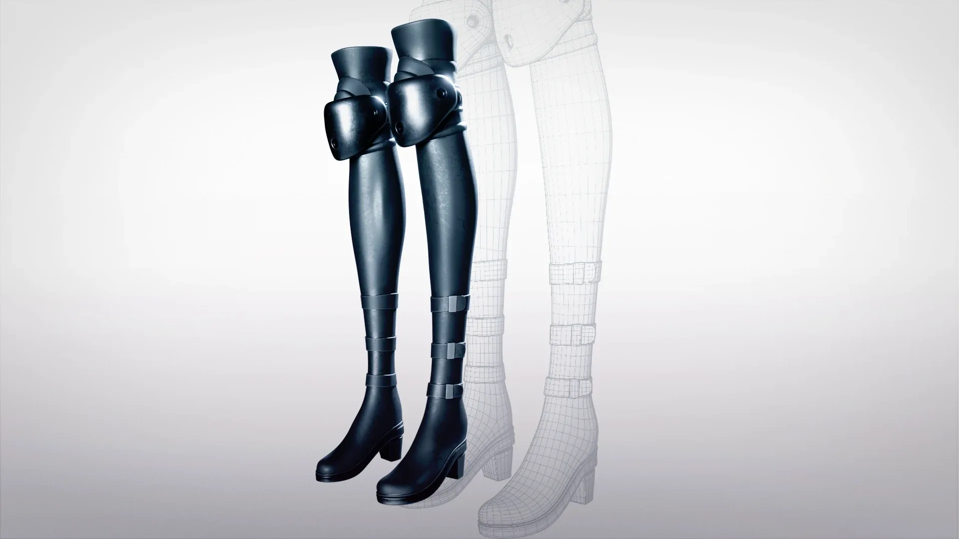 Armor boots for female character Low-poly 3D model