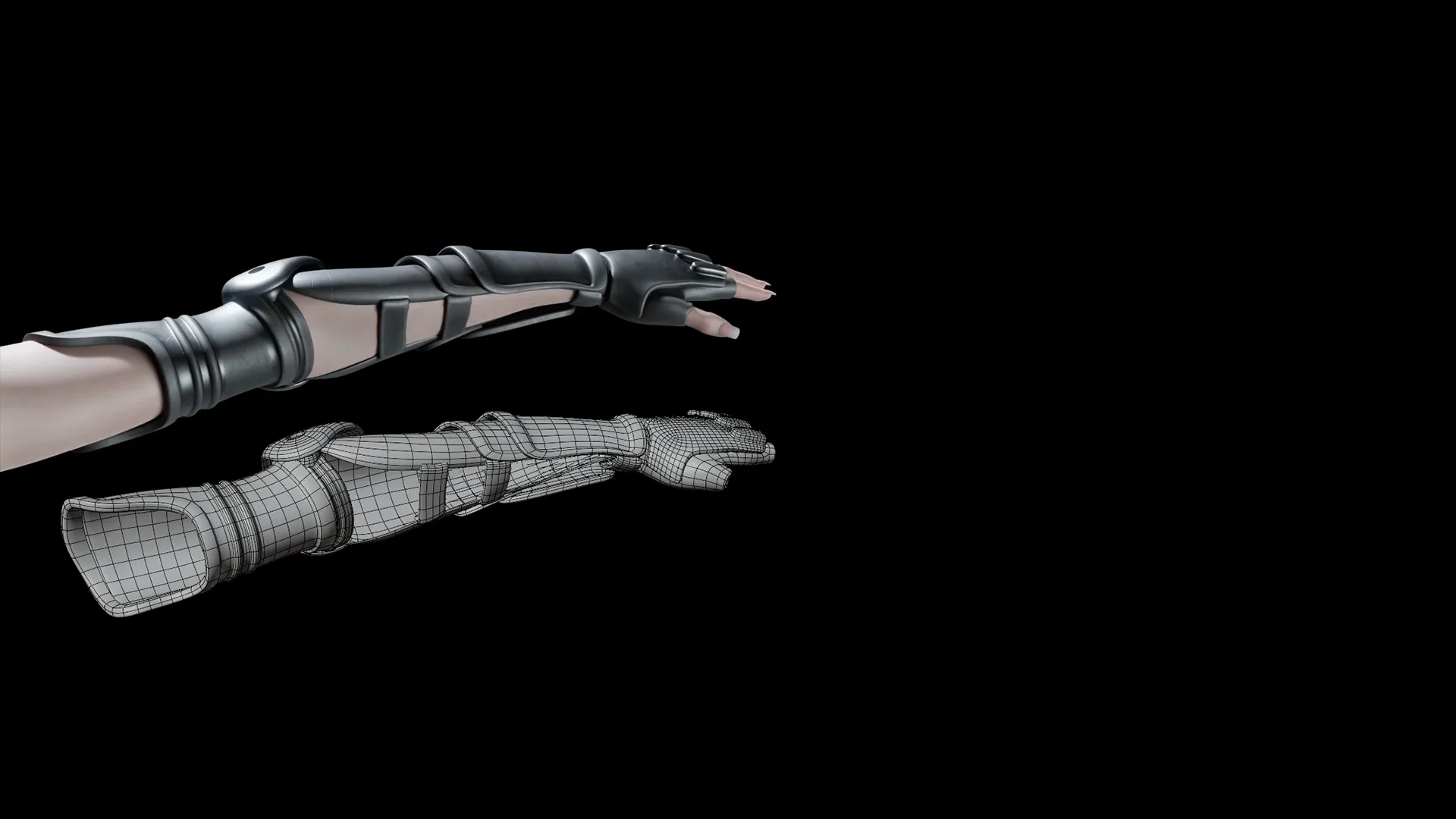 Armor hands for female character Low-poly 3D model