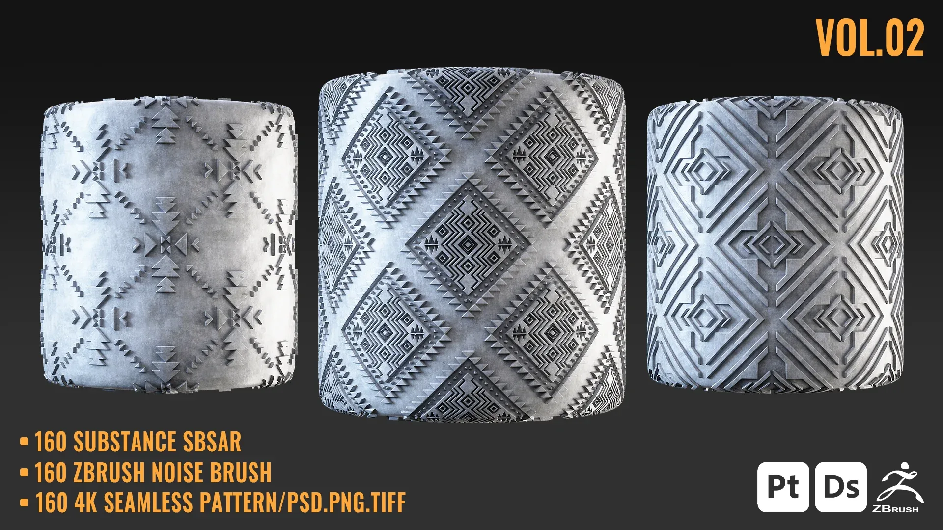 160 AZTEC SEAMLESS PATTERN + SBSAR & ZBRUSH BRUSH - VOL 02