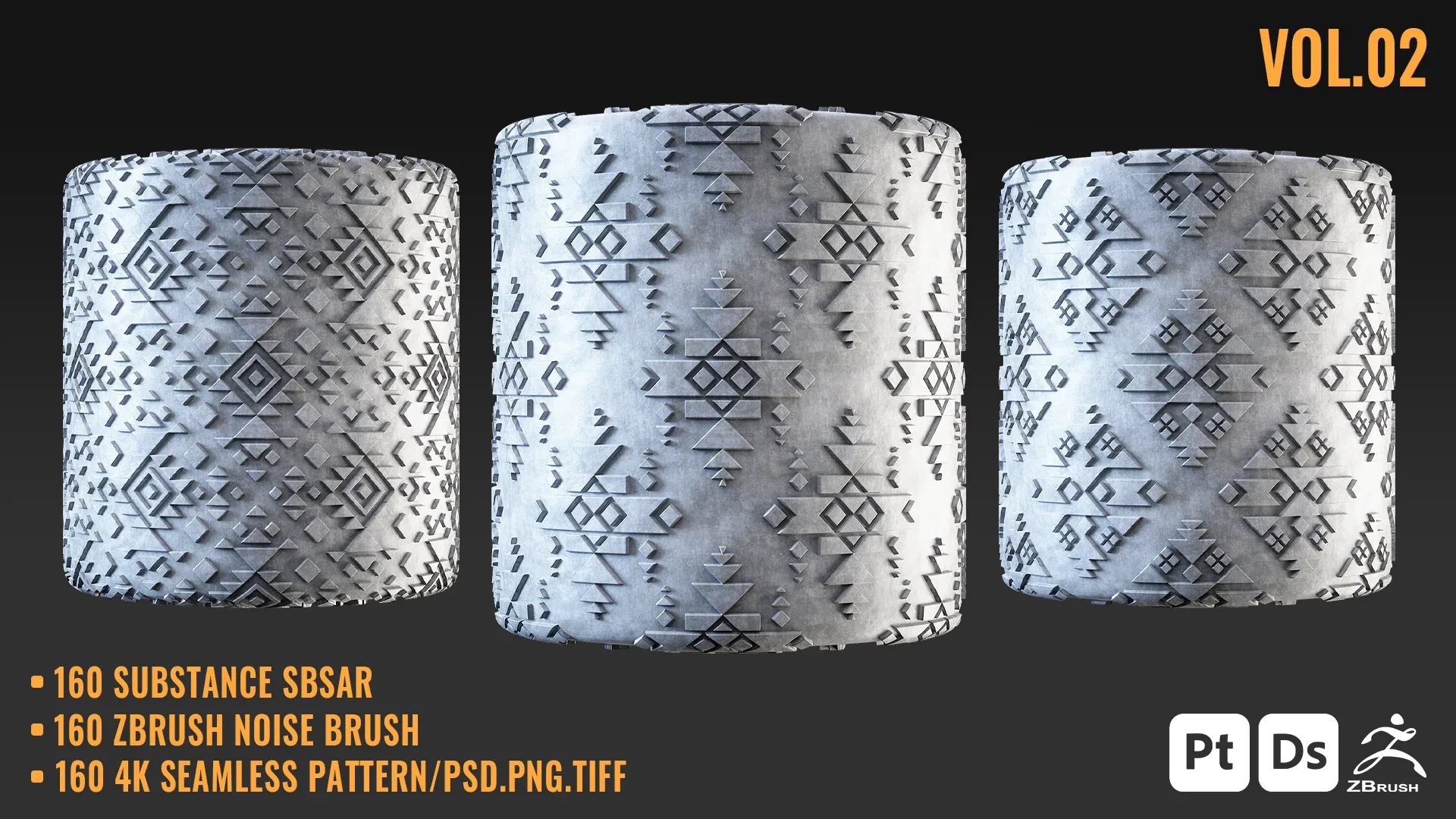 160 AZTEC SEAMLESS PATTERN + SBSAR & ZBRUSH BRUSH - VOL 02