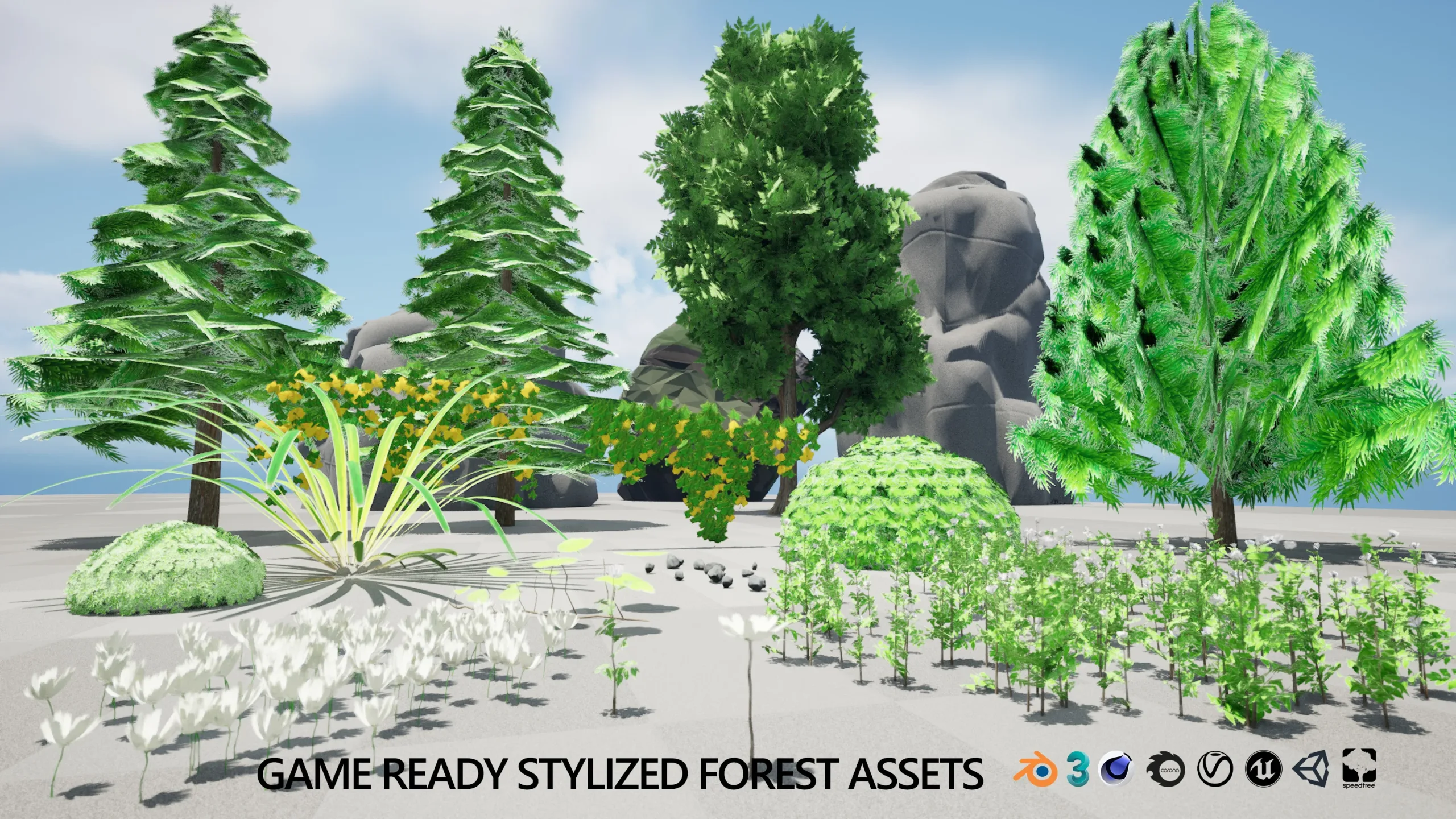 17 Stylized Game Ready Forest Assets