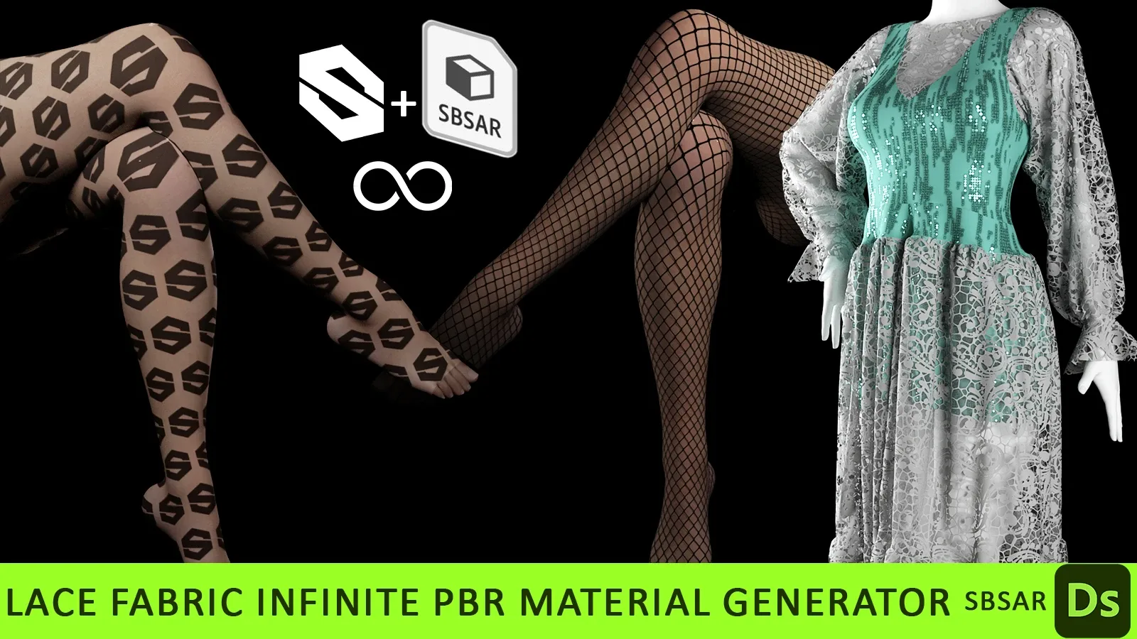 Lace Fabric Infinite PBR Material Generator (SBSAR + free video)