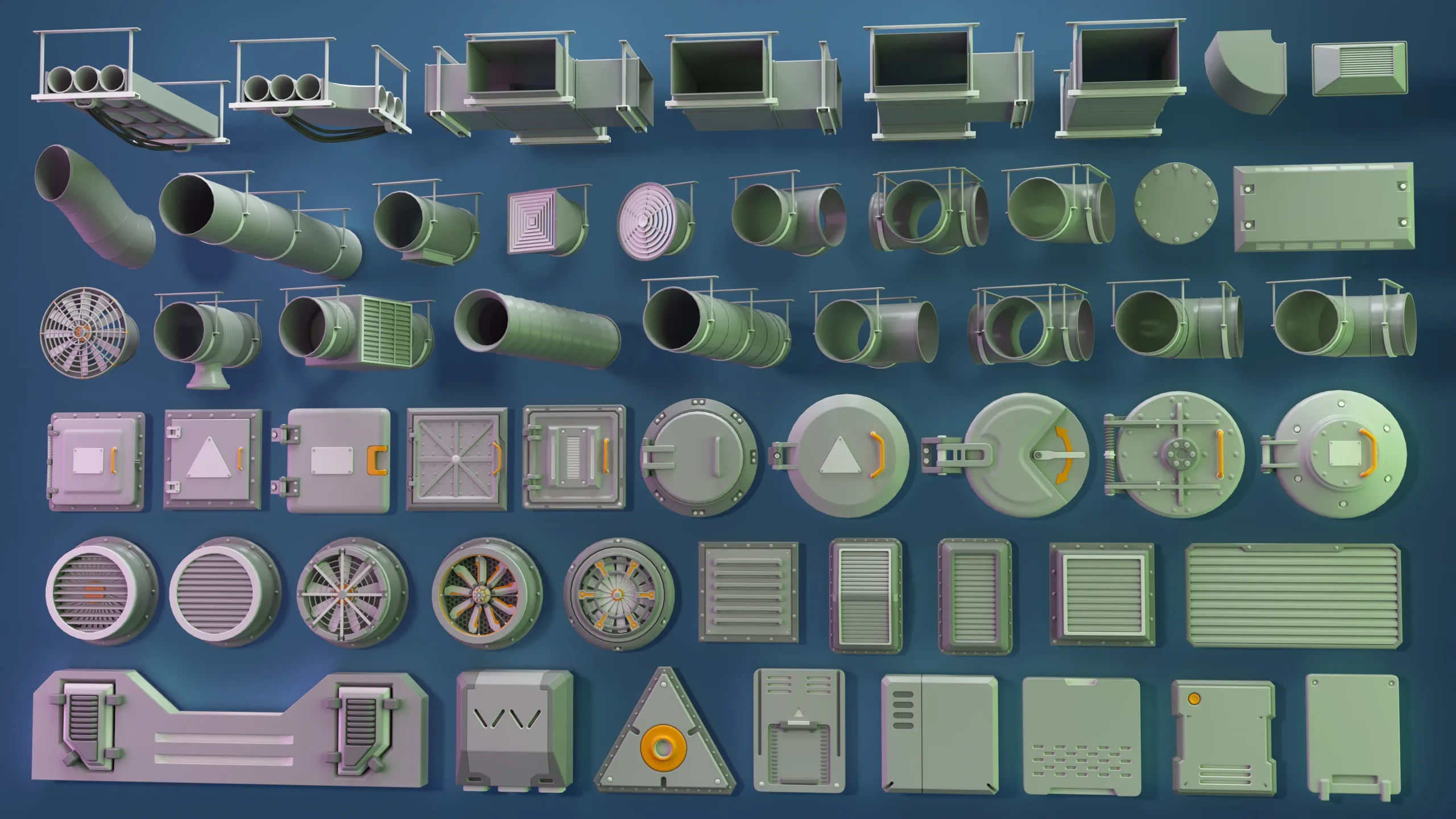 Industrial Kitbash - 8 - 55 pieces