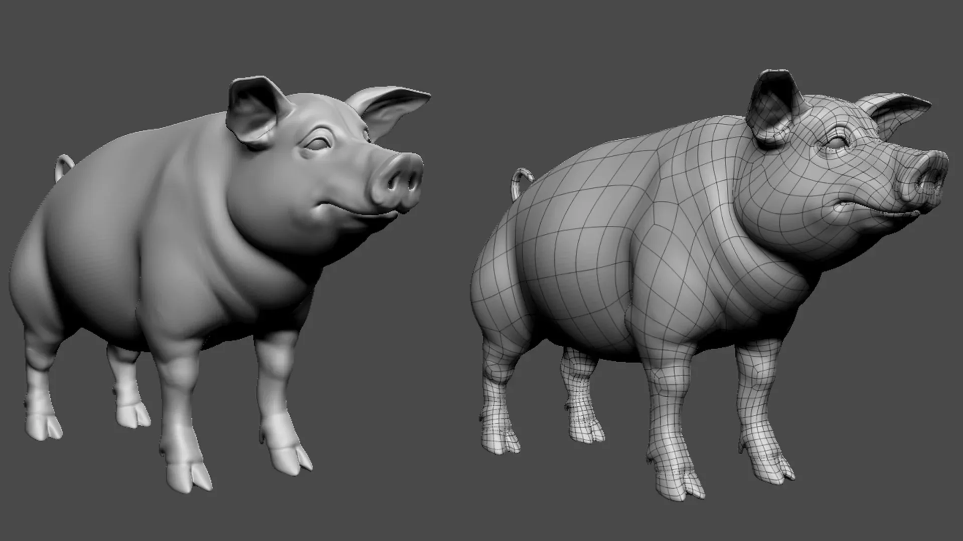 Pig - Topology + UV Map