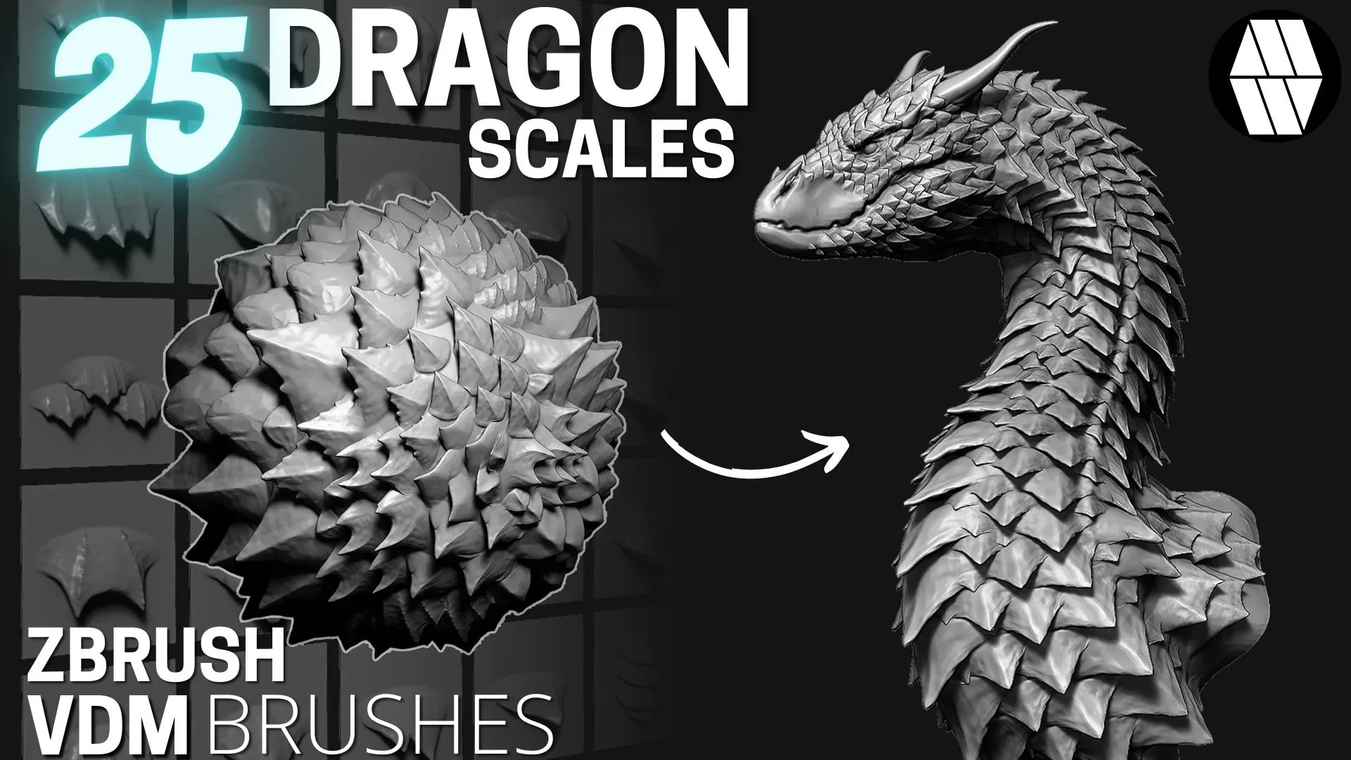 50 DRAGON SCALE VDM BRUSHES - Custom made Brushes to use in ZBrush