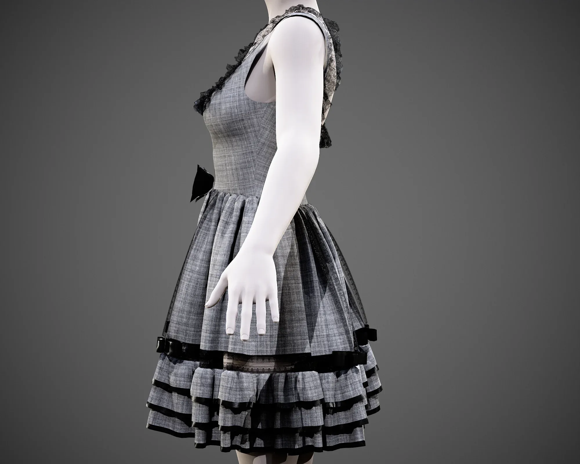 4 Dresses (low poly) vol_08:marvelous designer+obj+fbx+blender+pbr textures