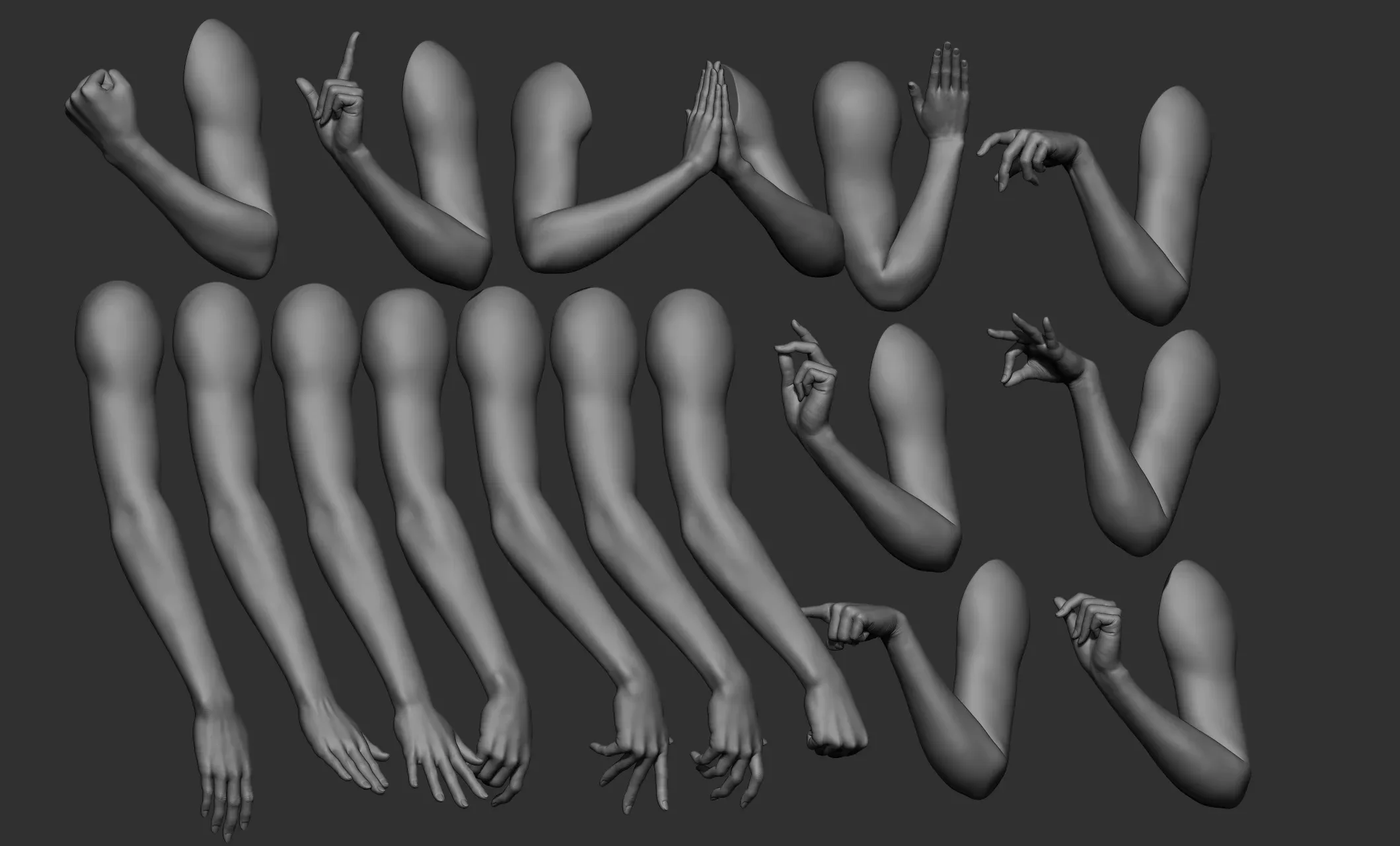 Pack of 16 female arm poses