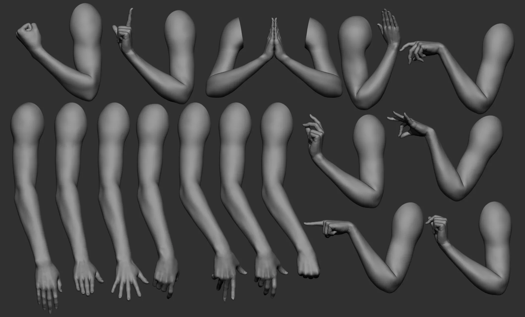 Pack of 16 female arm poses