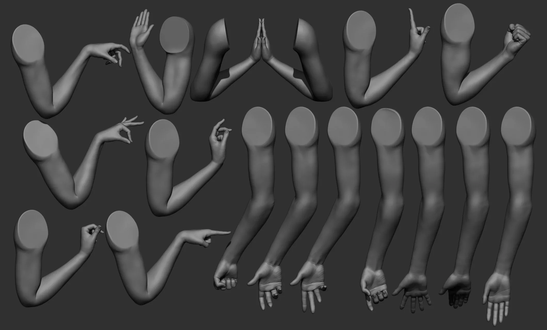 Pack of 16 female arm poses