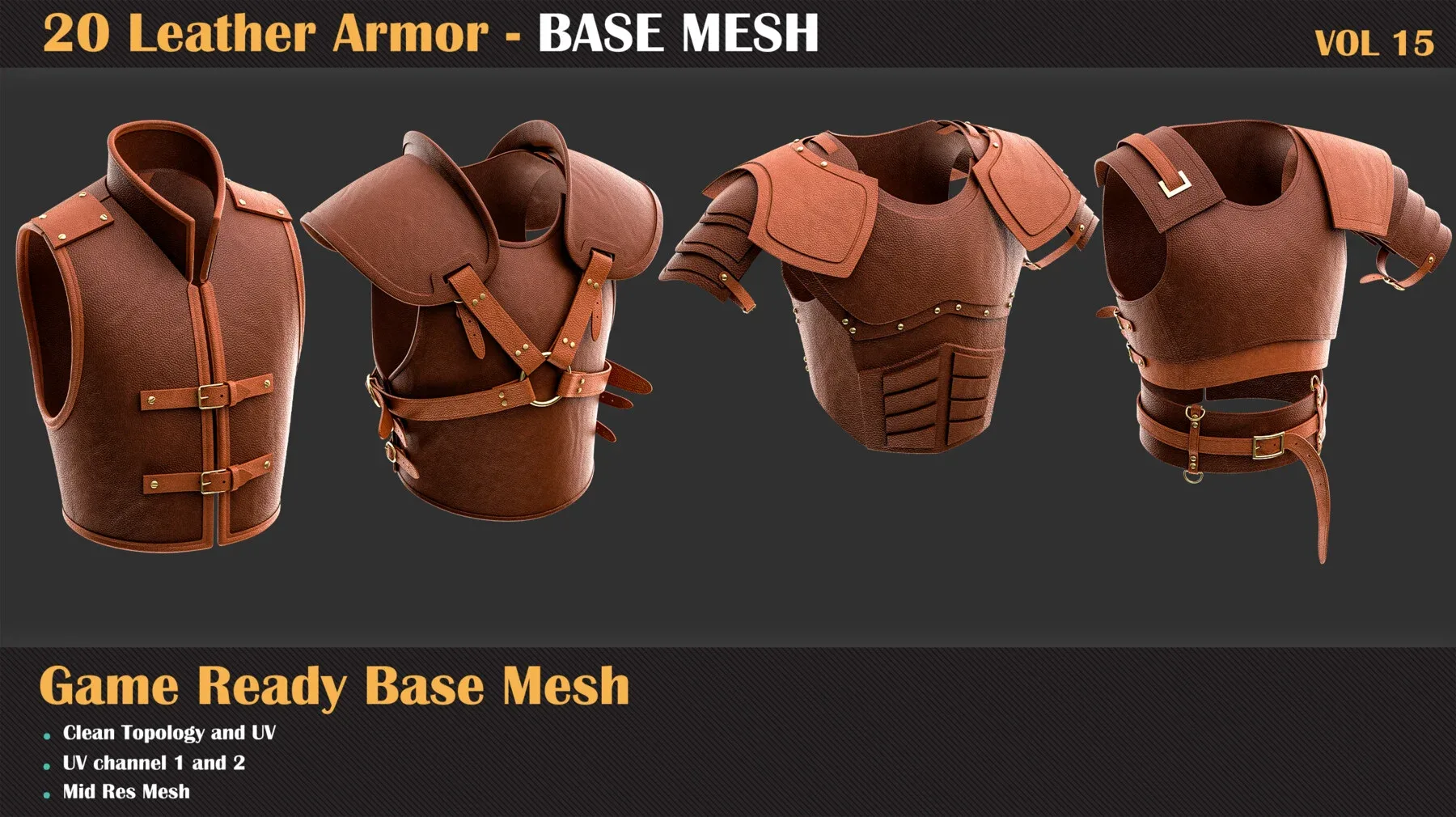 20 Leather Armor BASE MESH - VOL 15