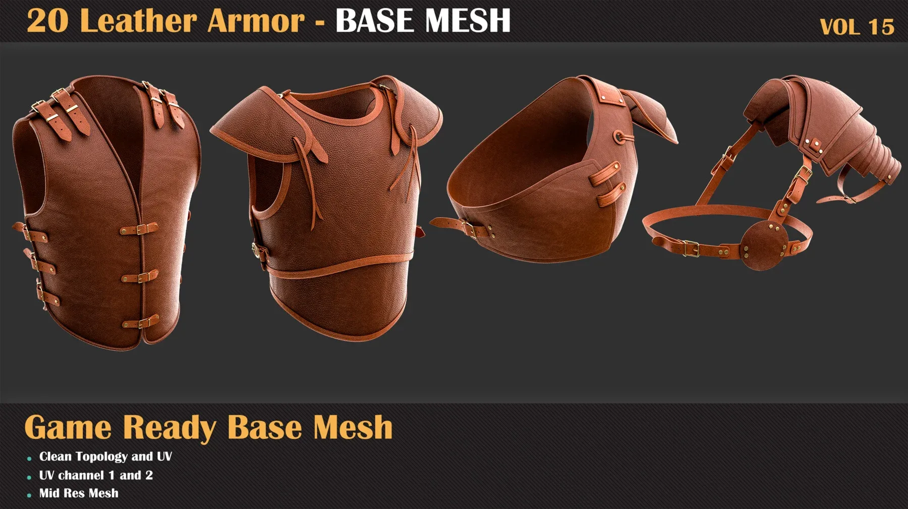 20 Leather Armor BASE MESH - VOL 15