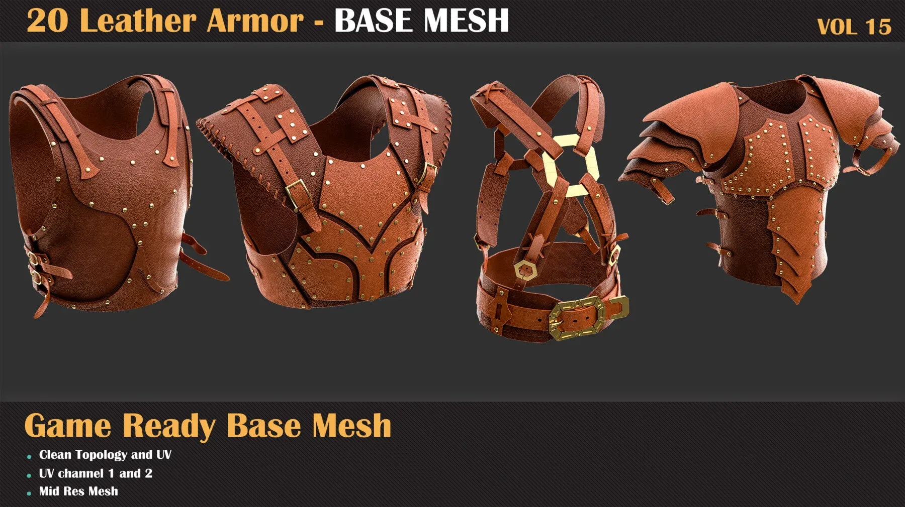 20 Leather Armor BASE MESH - VOL 15