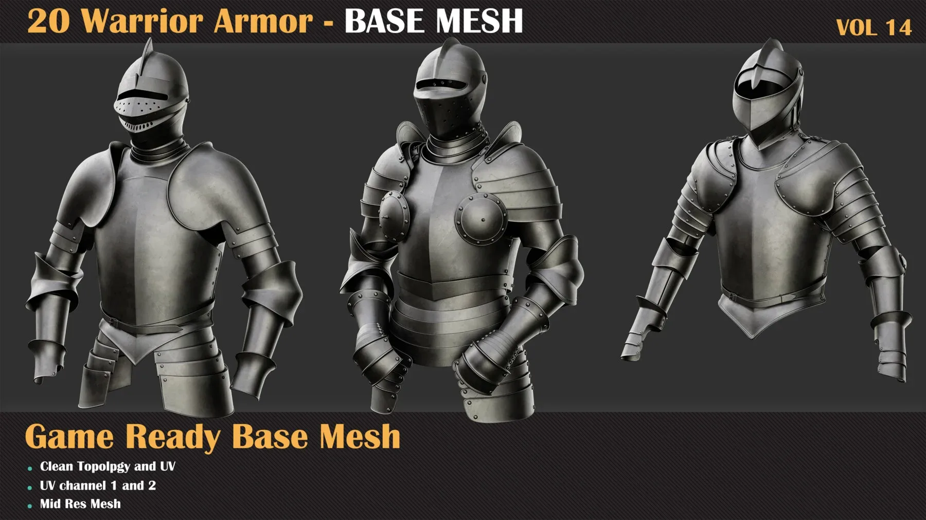 20 Warrior Armor BASE MESH - VOL 14