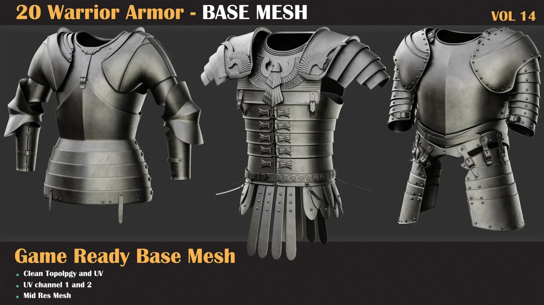 20 Warrior Armor BASE MESH - VOL 14