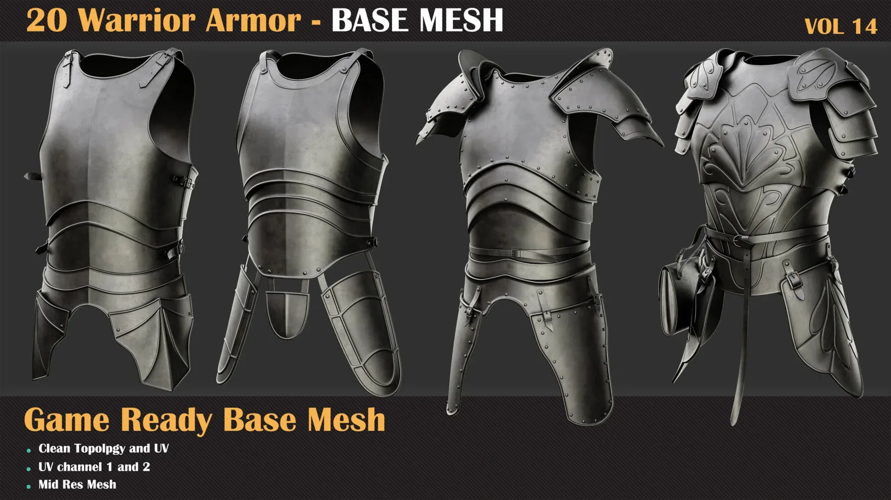 20 Warrior Armor BASE MESH - VOL 14