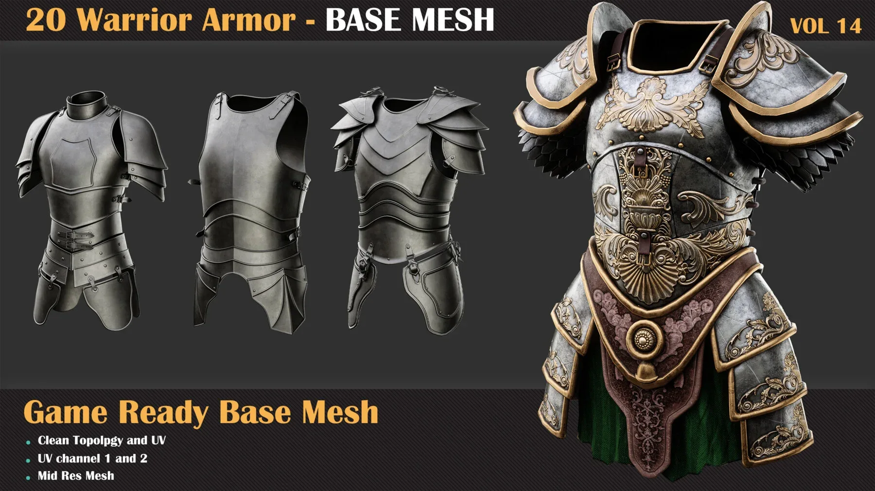 20 Warrior Armor BASE MESH - VOL 14