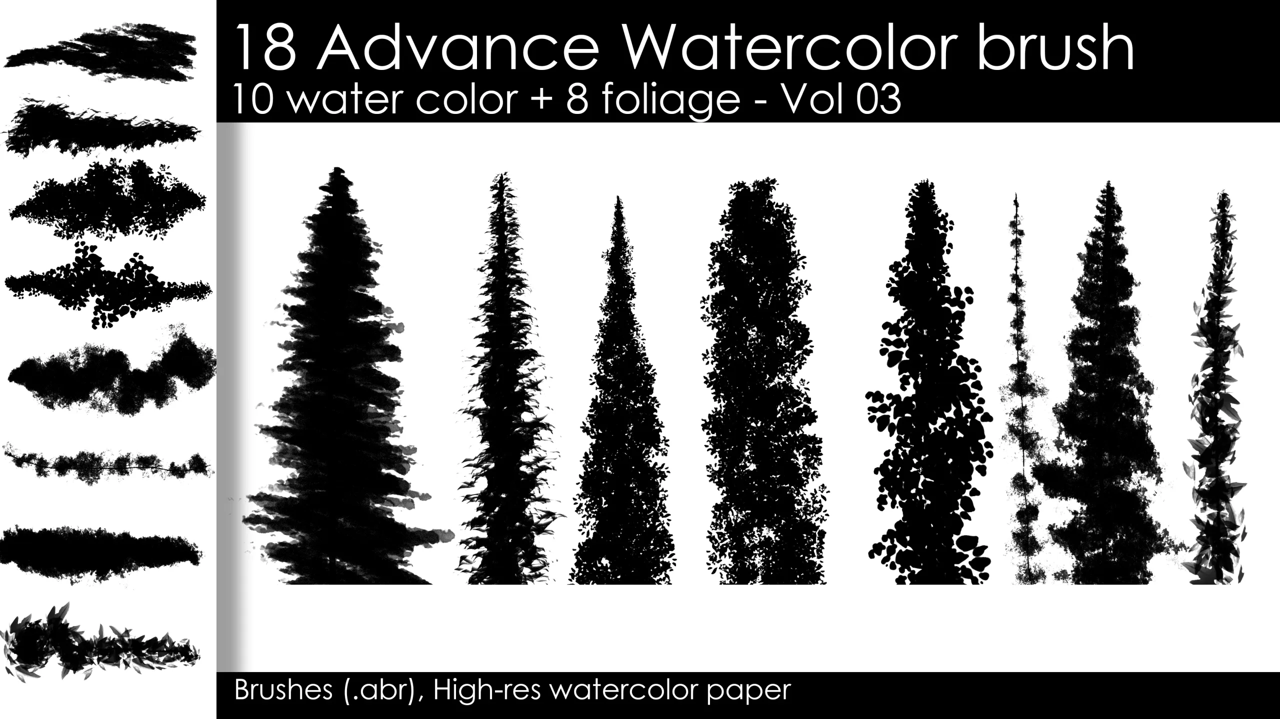 18 Advance watercolor brushes + Watercolor paper psd