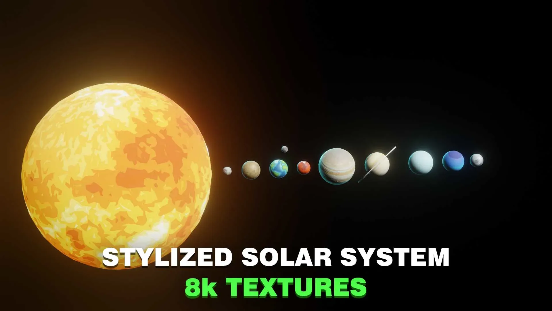 Stylized Solar System 3D Model 8k Textures