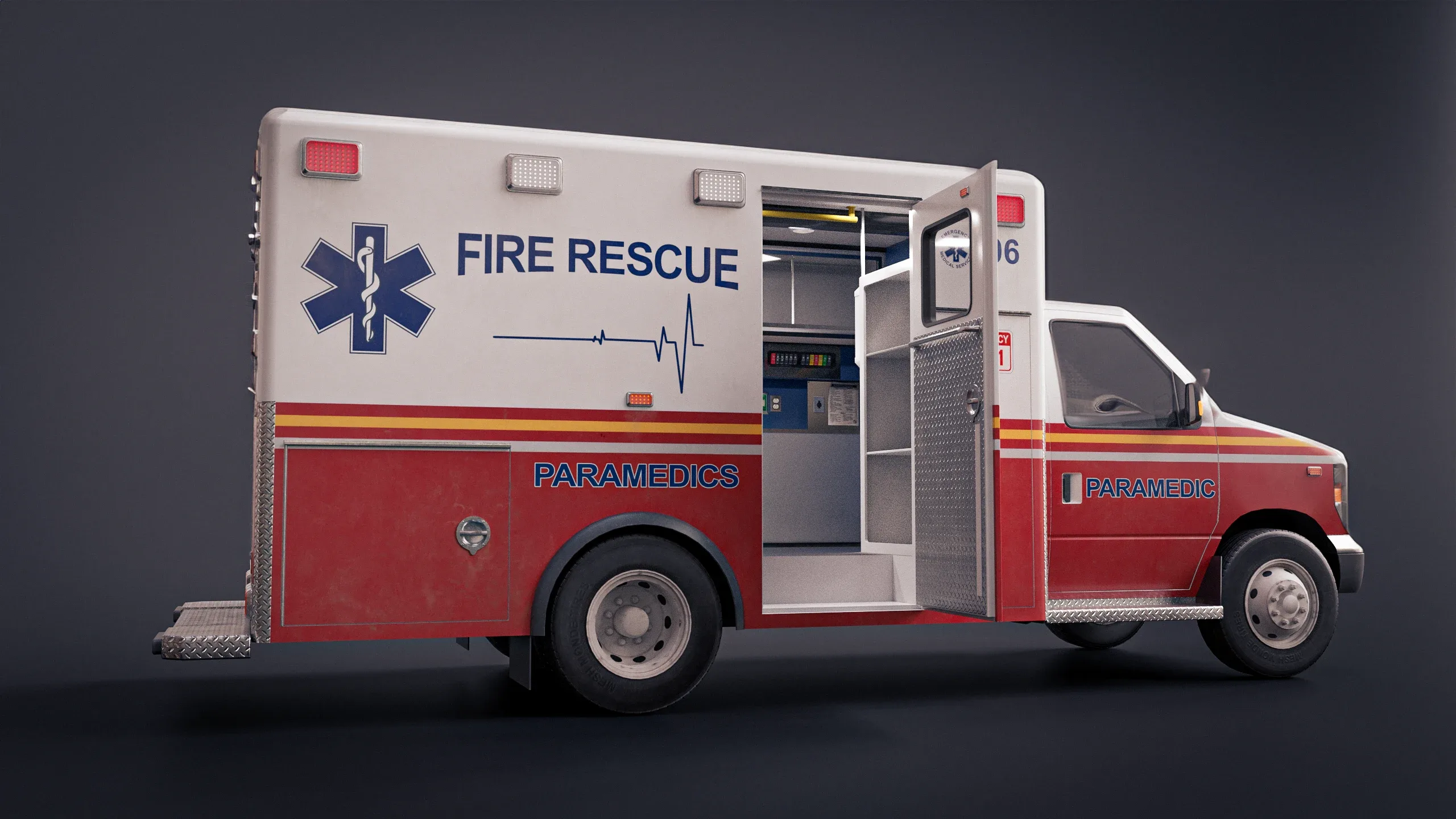 Ambulance 3D Model (with Interior) For Games & Cinematics