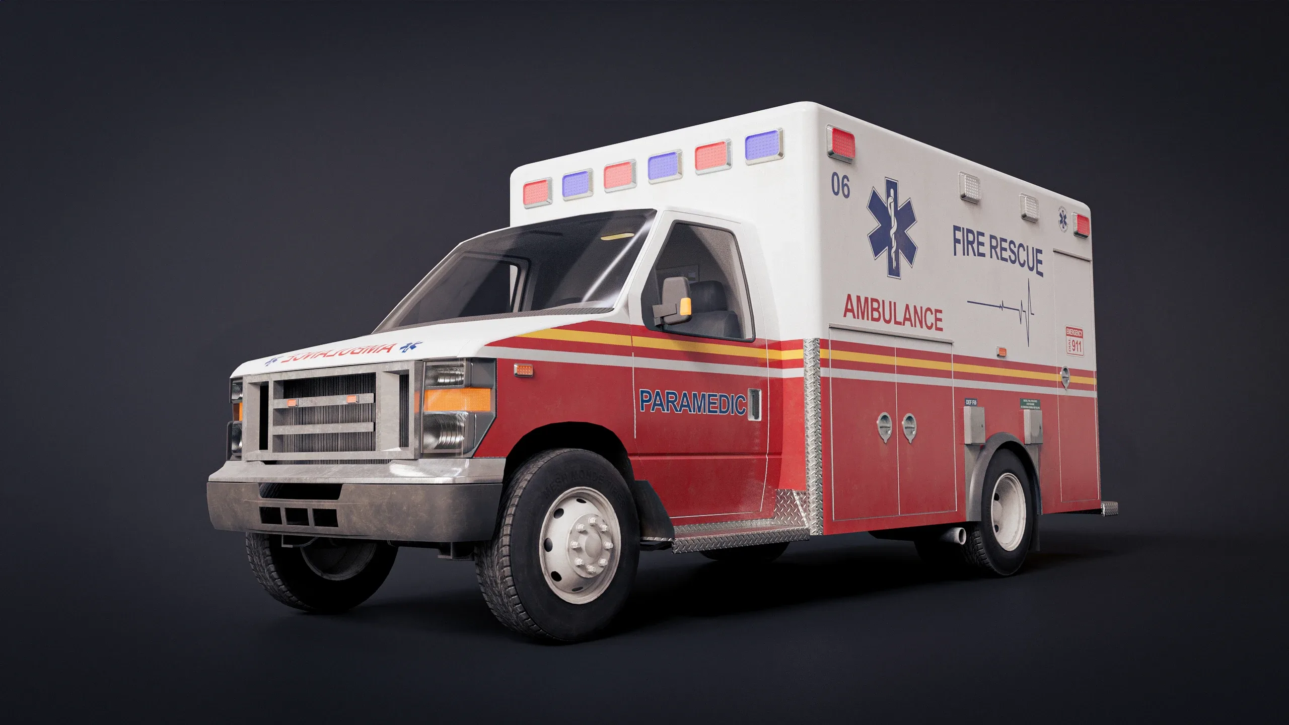 Ambulance 3D Model (with Interior) For Games & Cinematics