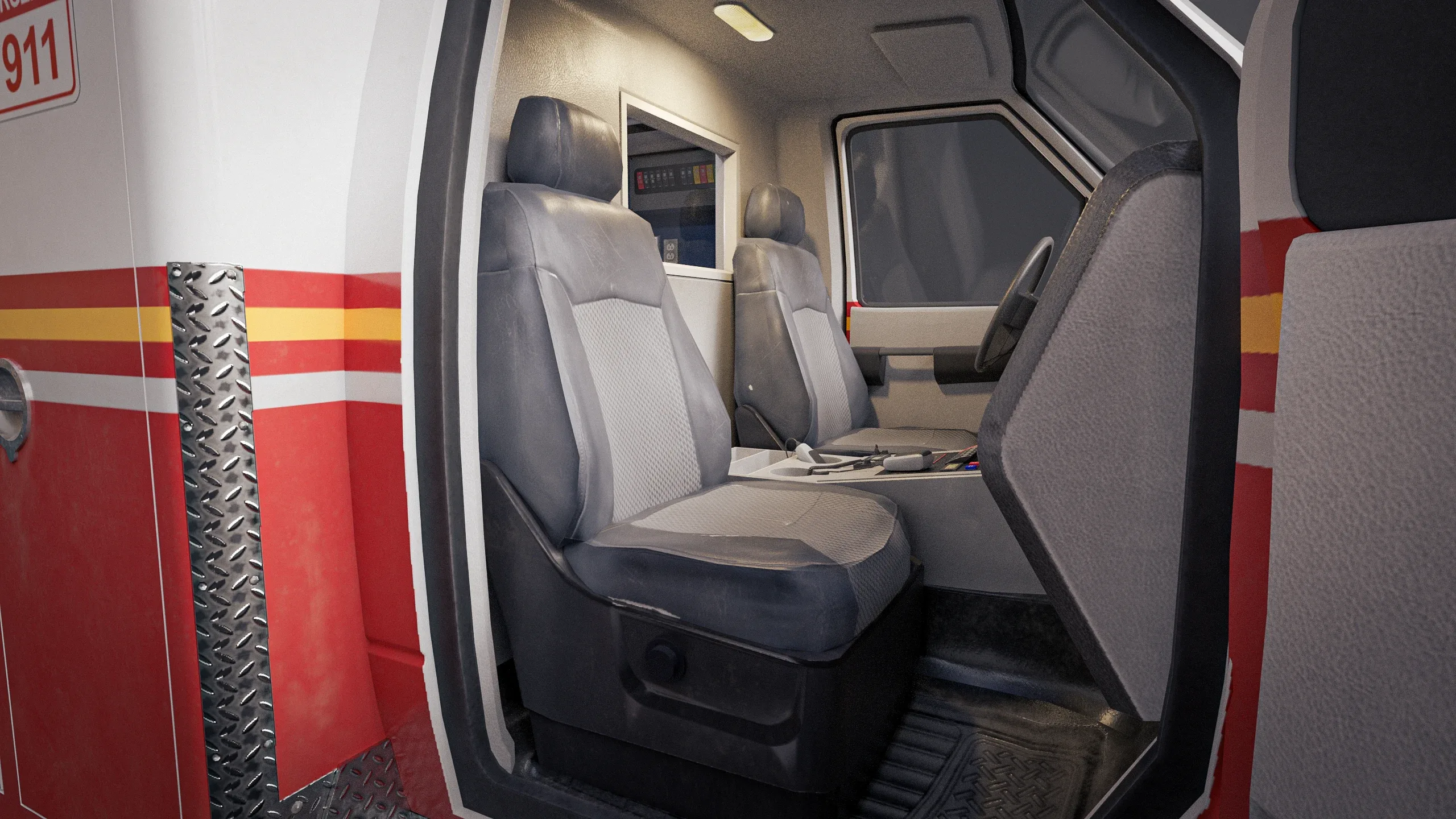 Ambulance 3D Model (with Interior) For Games & Cinematics